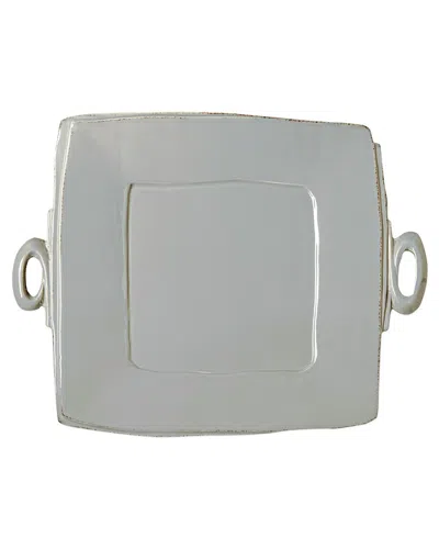 Vietri Lastra Handled Square Platter In Gray