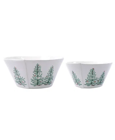Vietri Lastra Holiday 2 Piece Serving Bowls Set In Green