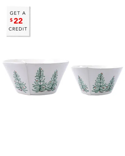 Vietri Lastra Holiday 2pc Serving Bowls Set With $22 Credit In White