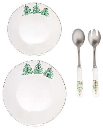 Vietri Lastra Holiday 3pc Serveware Set With $34 Credit In White