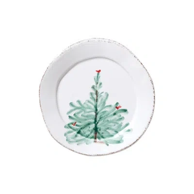 Vietri Lastra Holiday Canape Plate In White;green