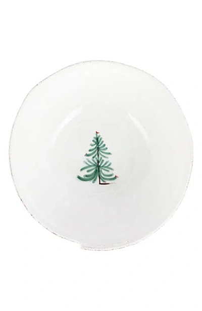 Vietri Lastra Holiday Centerpiece Bowl In White