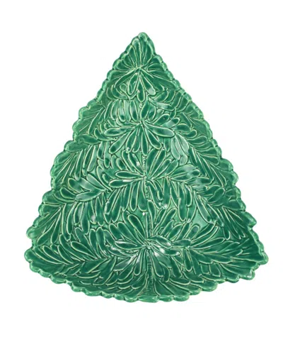 Vietri Lastra Holiday Figural Tree Medium Bowl In Green