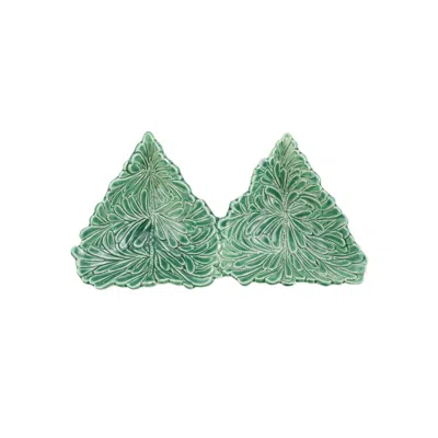Vietri Lastra Holiday Figural Tree Two-part Server