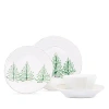 Vietri Lastra Holiday Four-piece Place Setting In White/green