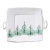 Vietri Lastra Holiday Handled Square Platter In White