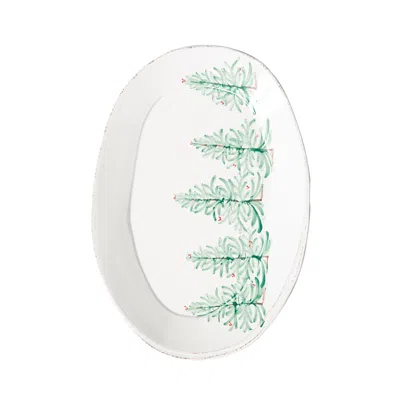 Vietri Lastra Holiday Oval Platter In White