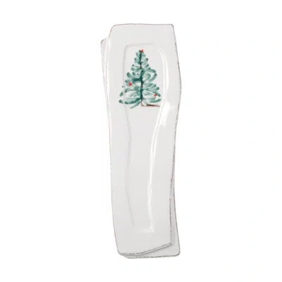 Vietri Lastra Holiday Spoon Rest In White;green;red