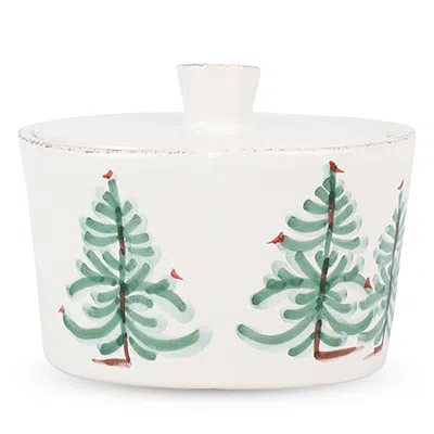 Vietri Lastra Holiday Sugar Dish In Green