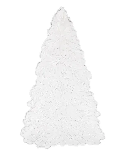 Vietri Lastra Holiday White Tree Platter