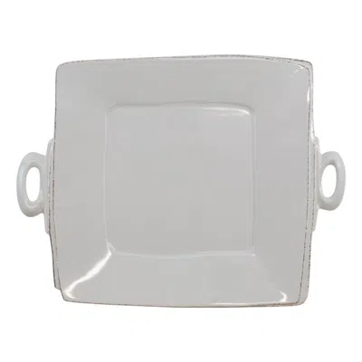 Vietri Lastra Light Gray Handled Square Platter