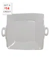 Vietri Lastra Light Handled Square Platter With $14 Credit In Grey