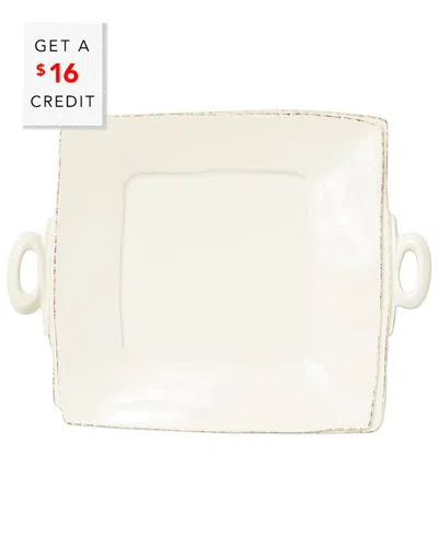 Vietri Lastra Linen Handled Square Platter With $16 Credit