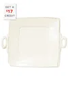 Vietri Lastra Linen Handled Square Platter In Linen