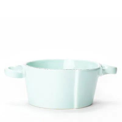 Vietri Lastra Small Handled Stoneware Bowl In Aqua