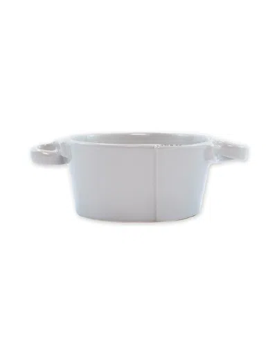 Vietri Lastra Small Handled Bowl, Light Gray