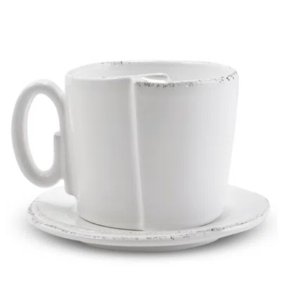 Vietri Lastra 2-piece Cup & Saucer Set In White