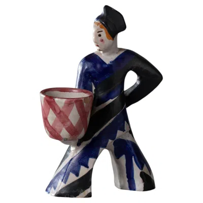 Pre-owned Vietri Leopold Anzengruber Ceramic Figural Planter By Leopold Anzengruber For Ics In Black