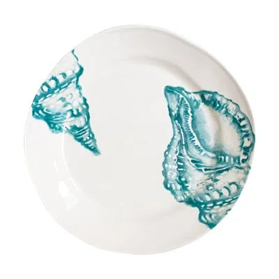 Vietri Lido Aqua Dinner Plate In White,aqua