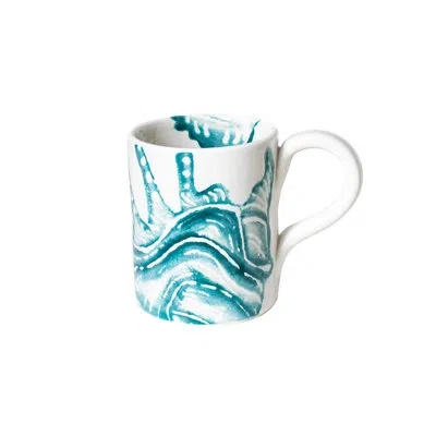 Vietri Lido Aqua Mug In White,aqua