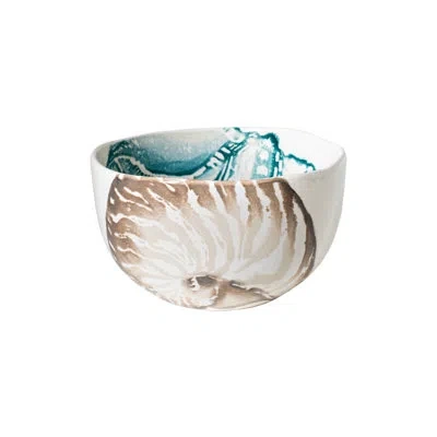 Vietri Lido Small Deep Serving Bowl In Blue;white