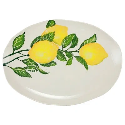 Vietri Limoni Medium Oval Platter In Green;yellow