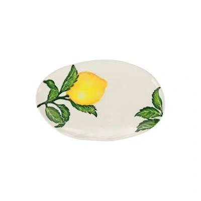 Vietri Limoni Small Oval Platter In Green;yellow