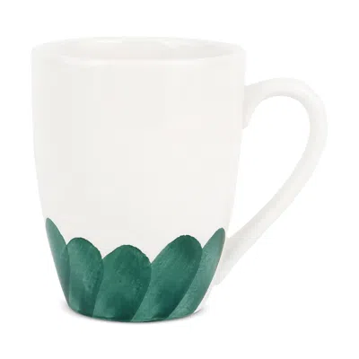 Vietri Lisbon Green Brushstroke Mug In White