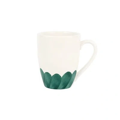 Vietri Lisbon Green Brushstroke Mug In White,green