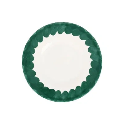 Vietri Lisbon Green Brushstroke Salad Plate In White,green