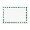 Vietri Lisbon Green Stitch Rectangular Platter In White,green