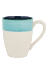 Vietri Lisbon Cobalt And Aqua Stripe Mug In Blue