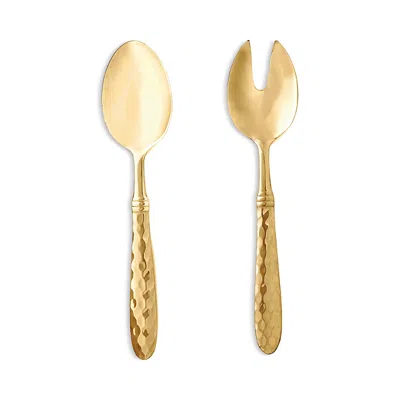 VIETRI MARTELLATO GOLD TONE 2 PIECE SALAD SERVER SET