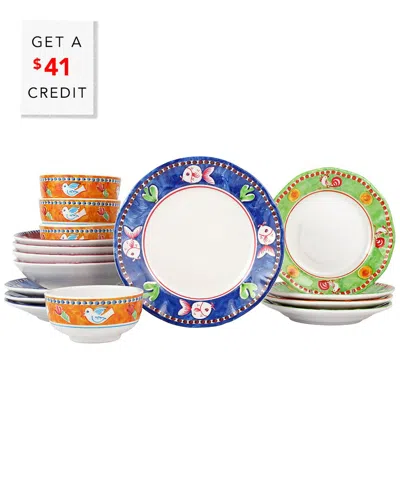 VIETRI VIETRI MELAMINE CAMPAGNA ASSORTED 16PC DINNERWARE SET  WITH $41 CREDIT