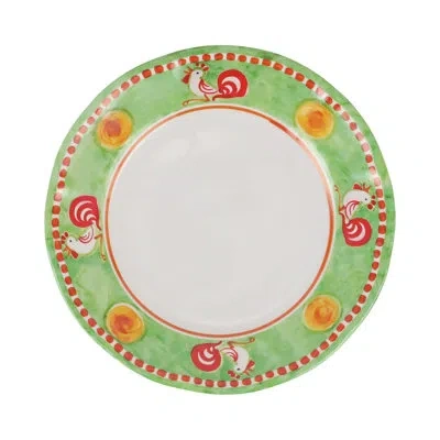 Vietri Melamine Campagna Gallina Dinner Plate In White;green;red;orange