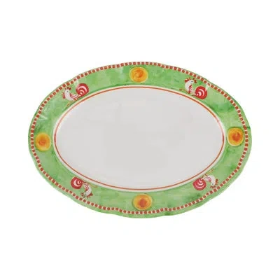 Vietri Melamine Campagna Gallina Oval Platter In Green,red,white,yellow