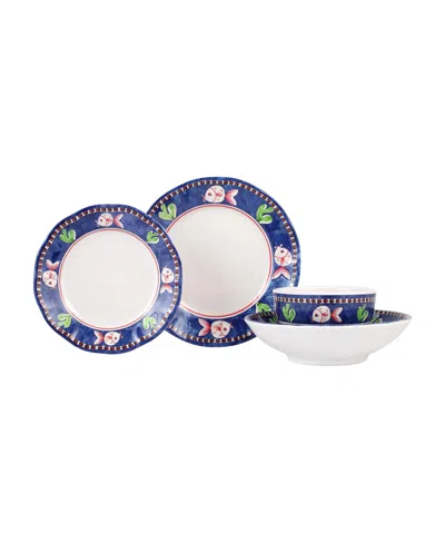 Vietri Melamine Campagna Pesce 4 Piece Place Setting In Blue