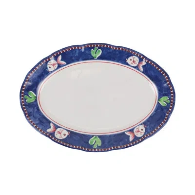 Vietri Melamine Campagna Pesce Oval Platter In Blue;green;pink