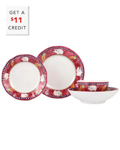 VIETRI VIETRI MELAMINE CAMPAGNA PORCO 4PC DINNERWARE SET WITH $11 CREDIT
