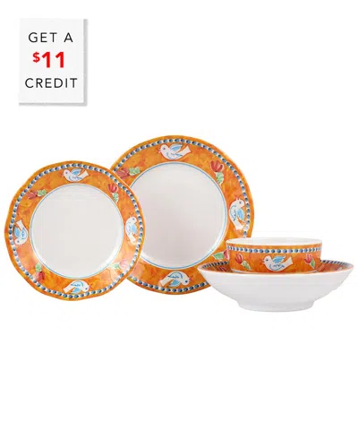 VIETRI VIETRI MELAMINE CAMPAGNA UCCELLO 4PC DINNERWARE SET