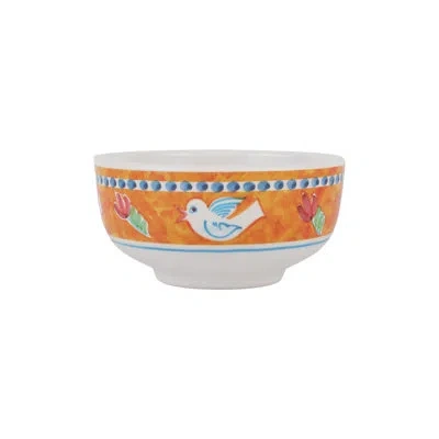 Vietri Melamine Campagna Uccello Cereal Bowl In Blue;white;orange