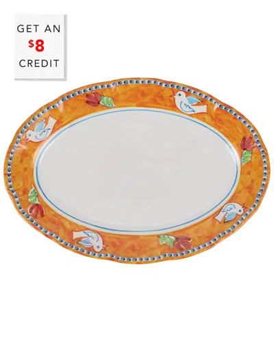 Vietri Melamine Campagna Uccello Oval Platter In Multicolor