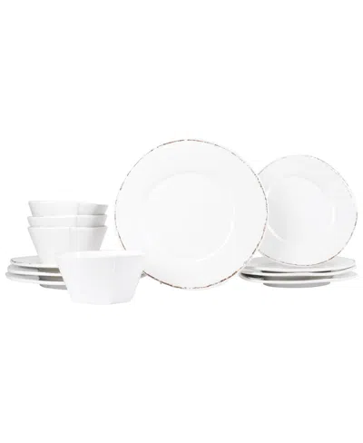 Vietri Melamine Lastra 12 Piece Set, Service For 4 In White