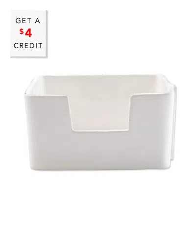 Vietri Melamine Lastra Cocktail Napkin Holder With $4 Credit In White