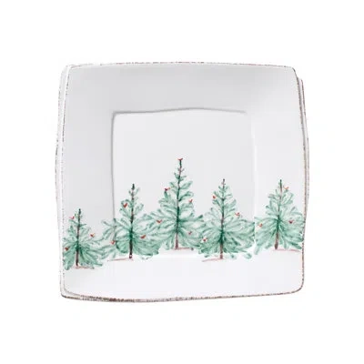 Vietri Melamine Lastra Holiday Square Platter In White;green;red