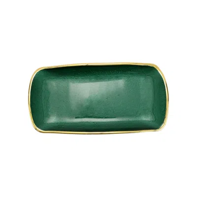 Vietri Metallic Glass Emerald Rectangular Tray In Green