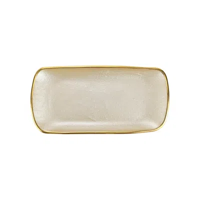 VIETRI METALLIC GLASS PEARL RECTANGULAR TRAY