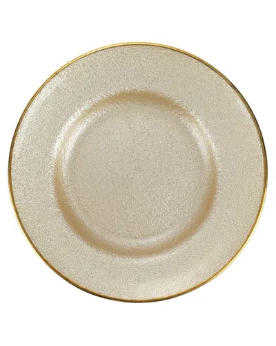 Vietri Metallic Glass Pearl Salad Plate In Ivory