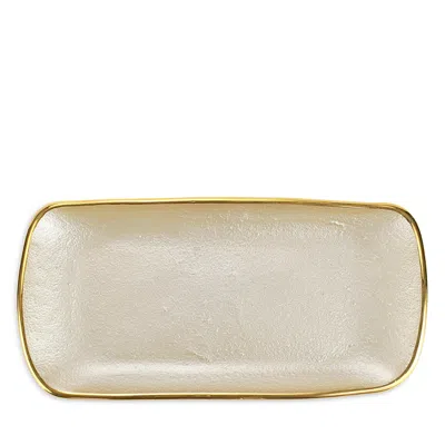 Vietri Metallic Glass Pearl Rectangular Tray In Neutral