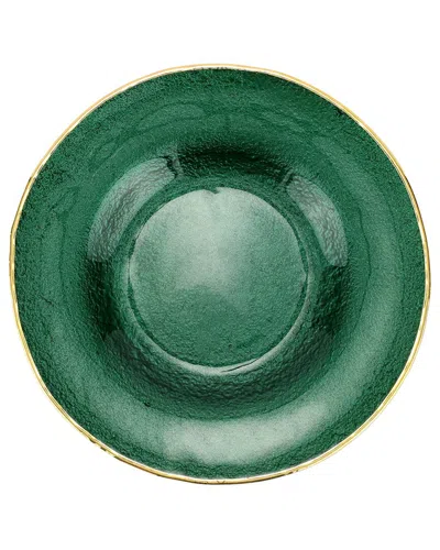 Vietri Metallic Glass Salad Plate In Green